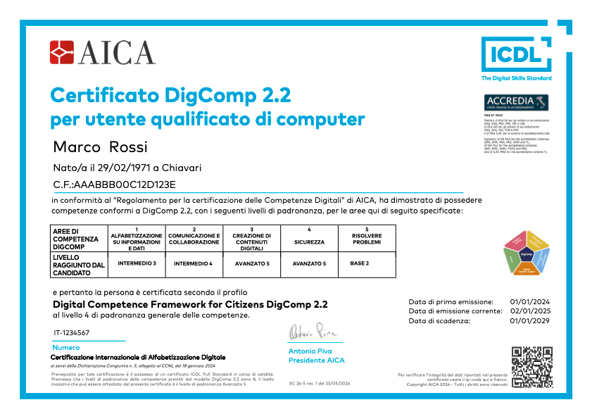 Test di Conformità DigComp 2.2 – ICDL Full Standard